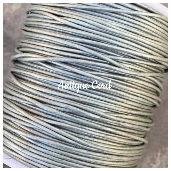 3mm Premium Leather Metallic Gray Leather Round Cord Metallic Silver Gray Metallic Metallic Round Cord 33