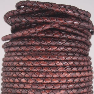 6mm Premium Leather Genuine Leather Cord Bolo Braided Leather Cord Burnt Cherry b19