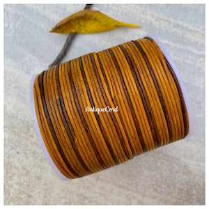 Premium 0.5mm Sunset Brown Leather Round Cord European Leather .5mm size bracelet string Jewelry Making Antique Brown r87