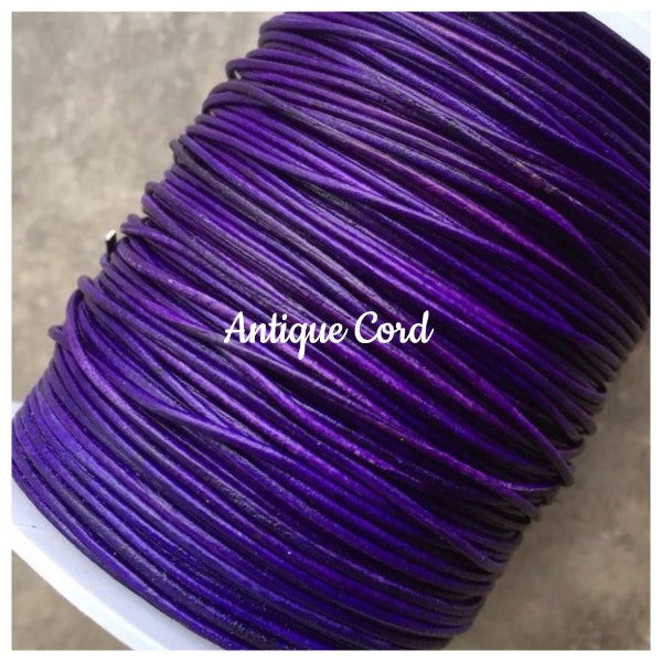 1mm Premium Natura Dye Violet Leather Round Cord Natural Purple Round Leather Lace 17