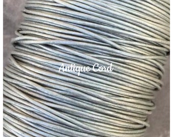 1mm Premium Leather Metallic Gray Leather Round Cord Metallic Silver 33
