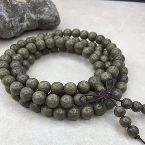 8mm Olive Green Phoebe Zhennan Yoga Prayer Mala Meditation Yogi Loose Beads 108PCS - W1049