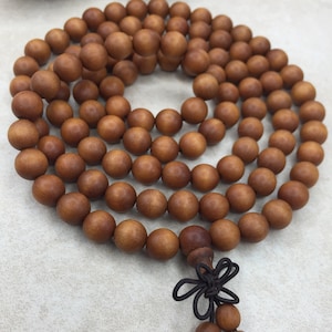 108PCS 8mm Grade A Fragrant Australia Barbie Sandalwood Mala Beads Wooden Mala Beads Meditation Prayer Beads Spacer- W1025