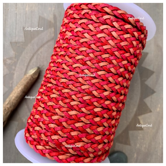 5mm Premium Genuine Flat Braided Leather Strawberry Red 5.0 mm Antique Mix Bracelet Flat Leather FB35