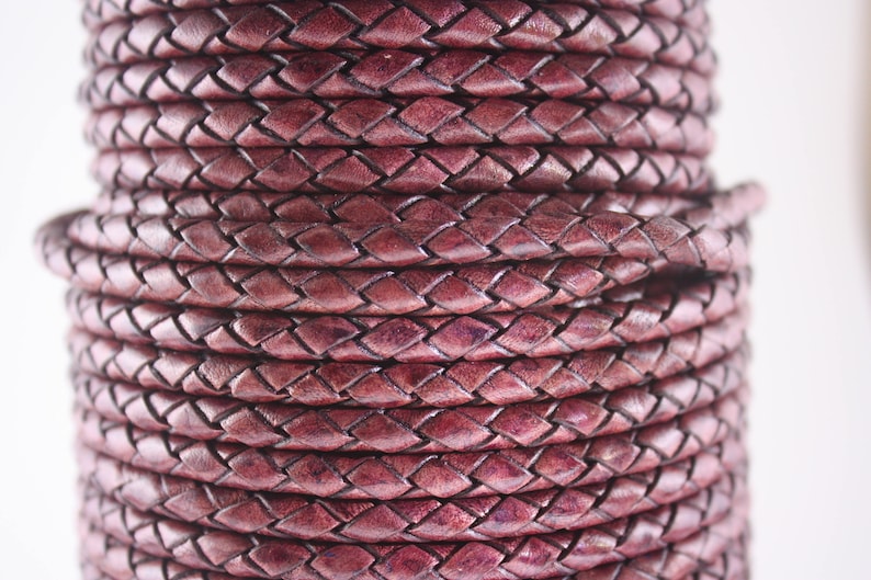 Ship Fast!! Burgundy Premium Braided Leather Cord 3mm Round Bolo Leather Cording Bracelets Leather Red