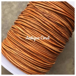 1.5mm Natural Tan Leather Round Cord Distressed Color Tan Round Leather Bracelet Cord 14