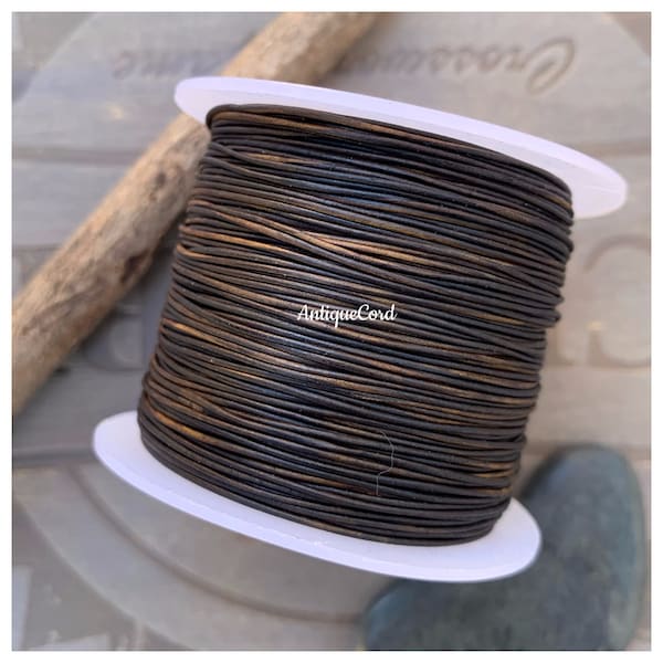 0.5mm round cord antique brown .5mm thin round leather dirty brown jewelry beads cording r96.2