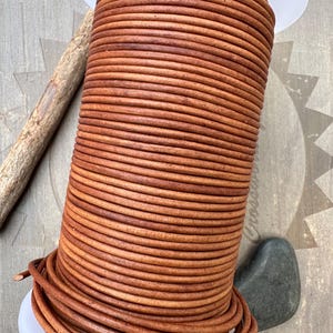 2mm Antique Dye Taupe Leather Round Cord Natural Light Brown Round Leather Vintage Brown Leather Cording 50