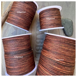 0.5mm 1mm 1.5mm 2mm Premium Leather Antique Brown Round Round Cord .5mm Thin Leather Distressed Dirty Brown 103