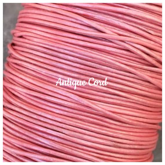 1mm 1.5mm 2mm Metallic Meganta Round Leather Cord Premium Metallic Pink Cord 39