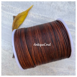 1.5mm antique brown leather round cord brown bracelet string Vintage Brown 91