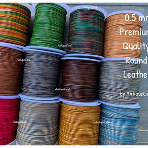 0.5mm Leather Cord Premium Quality Leather by the Yard Over 30 colors to choose .5mm Cording Antique Color