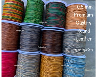 0.5mm Leather Cord Premium Quality Leather by the Yard Over 30 colors to choose .5mm Cording Antique Color