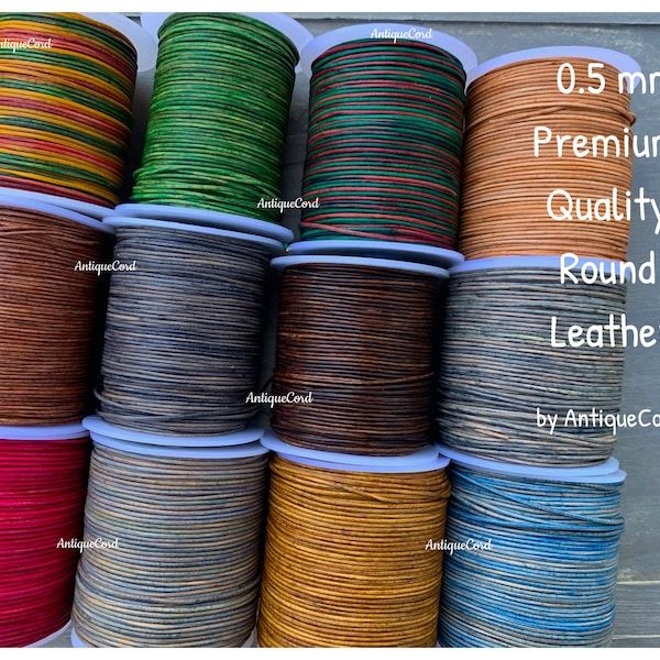 0.5mm Leather Cord Premium Quality Leather by the Yard Over 30 colors to choose .5mm Cording Antique Color