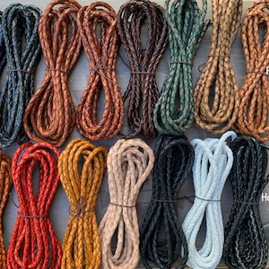 5mm Hollow Bolo Premium Genuine Leather Cord Antique 5.0 mm Holo Braided Cord  bolo cords with no filler sell by meter