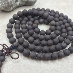 6mm, 8mm 108PCS Natural Matte Ebony BlackSandalwood Ebony Mala Beads Black Ebony Wooden Mala Beads Meditation Prayer Beads Mala Buddha
