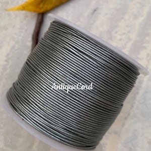 2mm Heather Gray Leather Round Cord Metallic Silver Cord Necklace Material Jewelry Leather String gm303
