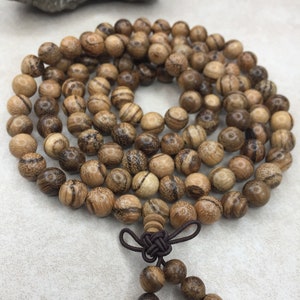 6mm 108 PCS Vietnam White Qinan Sandalwood Buddha Mala Meditation Beads - W1014