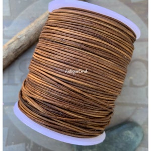 1mm Natural Destroy Antique Brown Leather Round Cord r 92.1