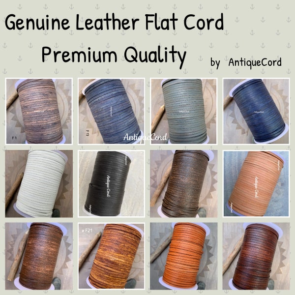 3mm x 1mm Genuine Leather Metallic Dye Antique Color Flat Leather Cord 3.0mm Flat Lace Jewelry Making 29 Colors