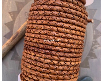 5mm Premium Genuine Leather Round Bolo Cord Vintage Brown Bracelet Supplies b 60
