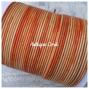 1.5mm Premium Quality Round Leather Sippa Brown Orange Round Cord Distressed Cord Jewelry Lace 79