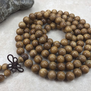 6mm - 108 PCS Natural Fragrant Sandalwood Beads Wood Yoga Meditation Wood Mala Beads Round Shaped - 1002
