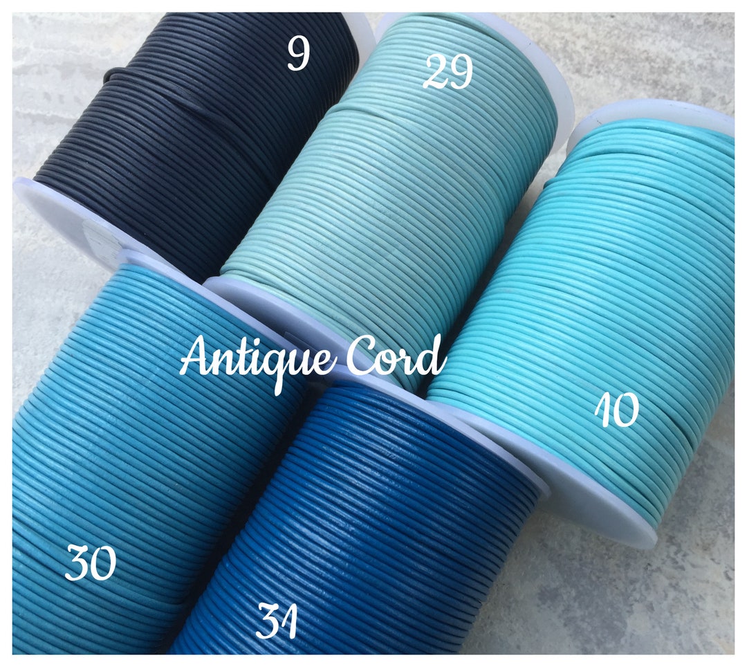 1mm 1.5mm 2mm Blue Leather Round Cord DIY Jewelry Supply USA Seller