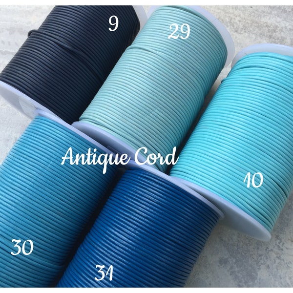 1mm 1.5mm 2mm Blue Leather Round Cord DIY Jewelry Supply USA Seller Light Blue Navy Dull Blue Baby Blue Ship Fast