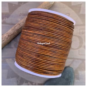 1mm Round Cording Vintage Brown Leather Round Cord Antique Brown Jewelry Leatherworking Cord String r92.2