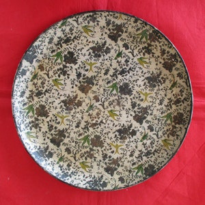 Antique Victorian Papier Mache Circular Decorated Tray