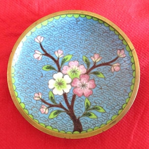 Antique Chinese Cloisonne Trinket Dish / Pin Tray