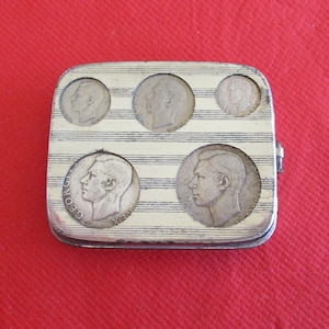 Antique/Vintage Silver Plated Chatelaine Coin Holder with Coins