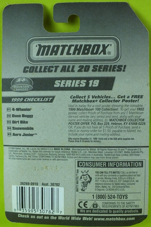 1998 Matchbox Aero Junior #95100 Mountain Cruisers Series Mattel