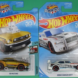 Hot Wheels Tooned &#39;68 Ford Mustang Dodge Charger Drift HW Metro Lot of 2