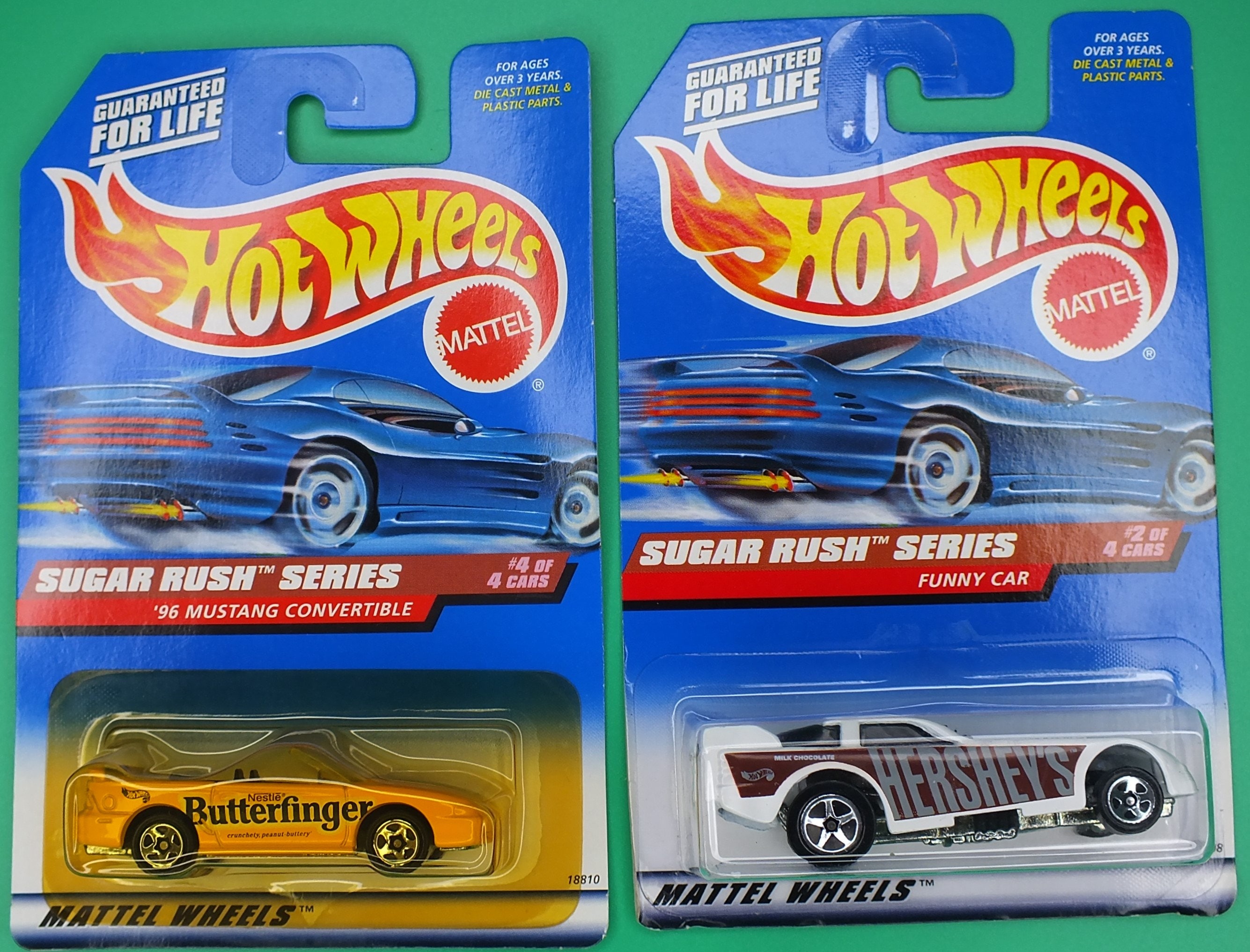 Hot Wheels '96 Mustang Convertible Funny Car Sugar Rush Lot of 2