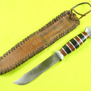 Vintage Custom Made Hunting Knife Leather Sheath