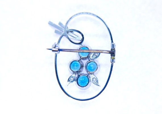 9ct White Gold Brooch with Blue Zircon & rose-cut… - image 8