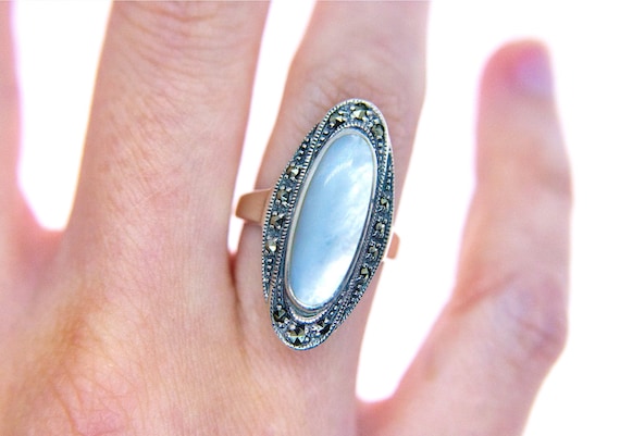 Vintage Sterling Silver Mother-of-Pearl & Marcasit