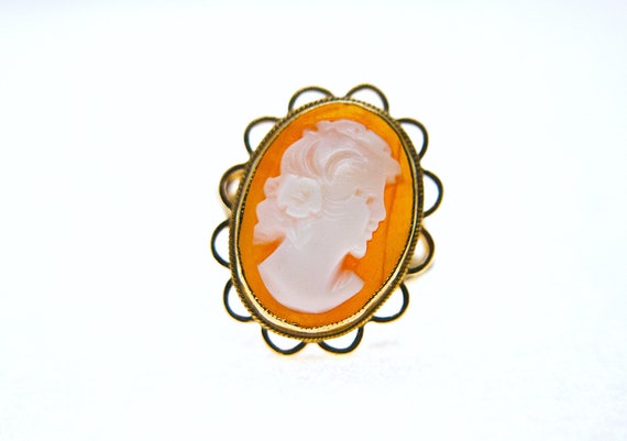 Vintage 1970s 9ct Gold Cameo Ring