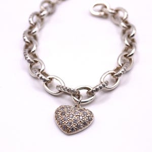 Silber Armband mit Cubic Zirkonia Herz Charm