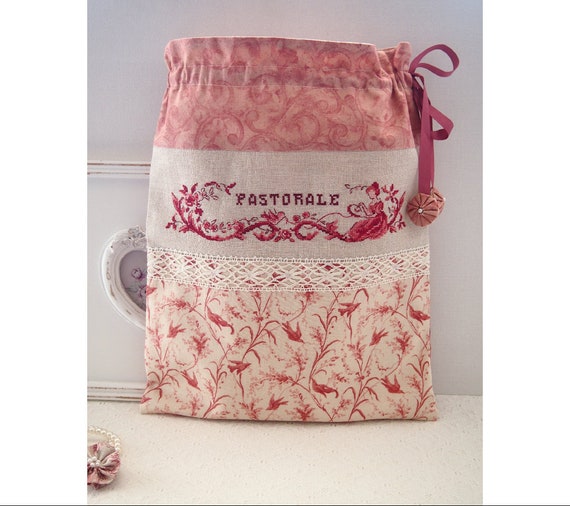 Hand Embroidered Bag in French Vintage Toile De Jouy Style Etsy