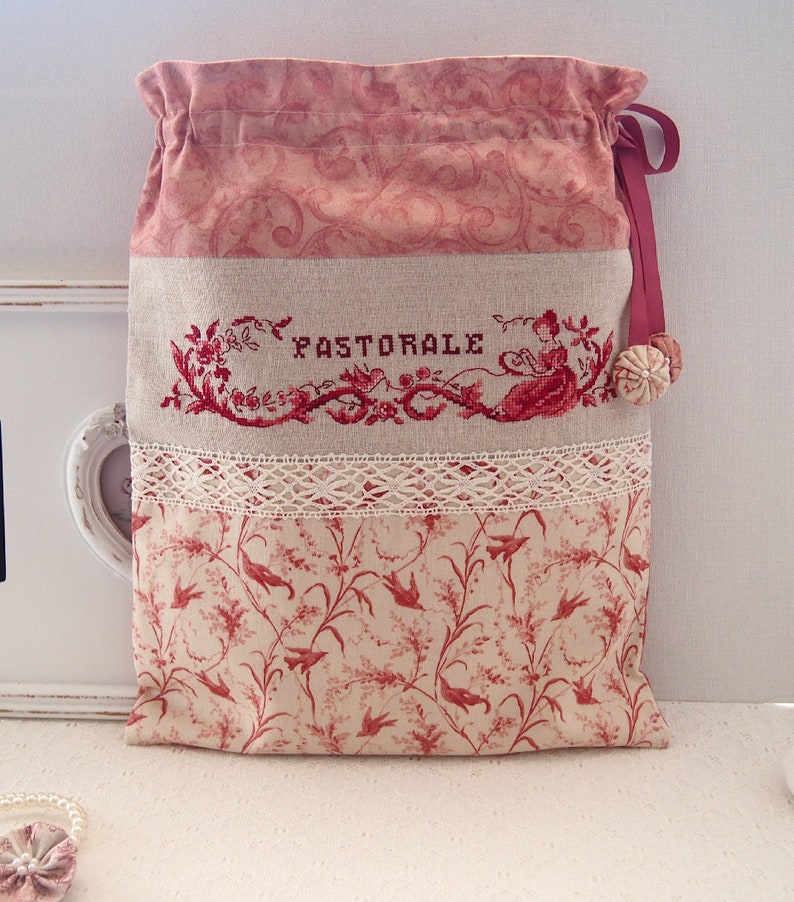Hand Embroidered Bag in French Vintage Toile De Jouy Style Etsy