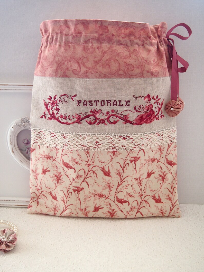 Hand Embroidered Bag in French Vintage Toile De Jouy Style Etsy