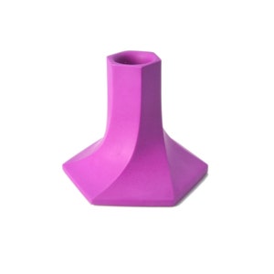 Hexagon Twist Taper Candle Holder in Bright Pink, Blue, Green, Red, Yellow or Purple Jesmonite Stone Purple