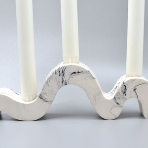 Wiggle Candle Holder, Black on White, Wave Squiggle Design, Jesmonite Stone Concrete Alternative image 5