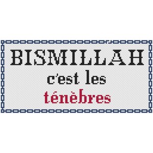Bismillah c'est les tenebres / Protesta estudiantil. Patrón digital para punto de cruz / bordado.