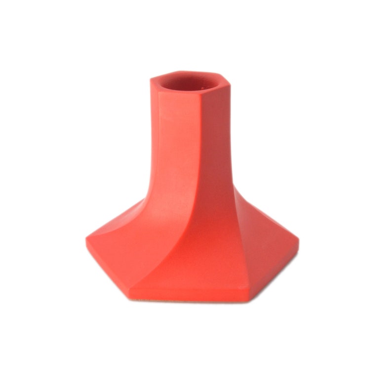 Hexagon Twist Taper Candle Holder in Bright Pink, Blue, Green, Red, Yellow or Purple Jesmonite Stone Red