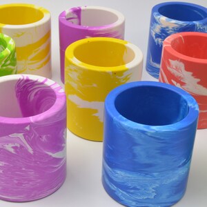 Colourful Pen Pot in Bright Red, Blue, Green, Yellow or Purple Stone and White Marbling image 9