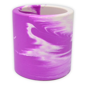 Colourful Pen Pot in Bright Red, Blue, Green, Yellow or Purple Stone and White Marbling Purple